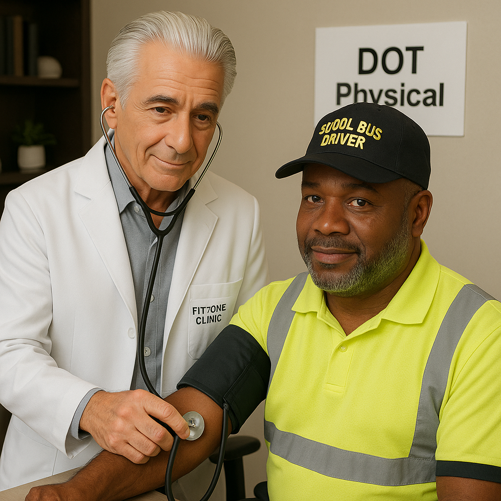 Dr. F providing on-site DOT physical service